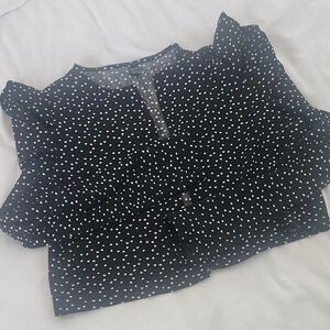 SHEIN Black Blouse with White Heart Pattern